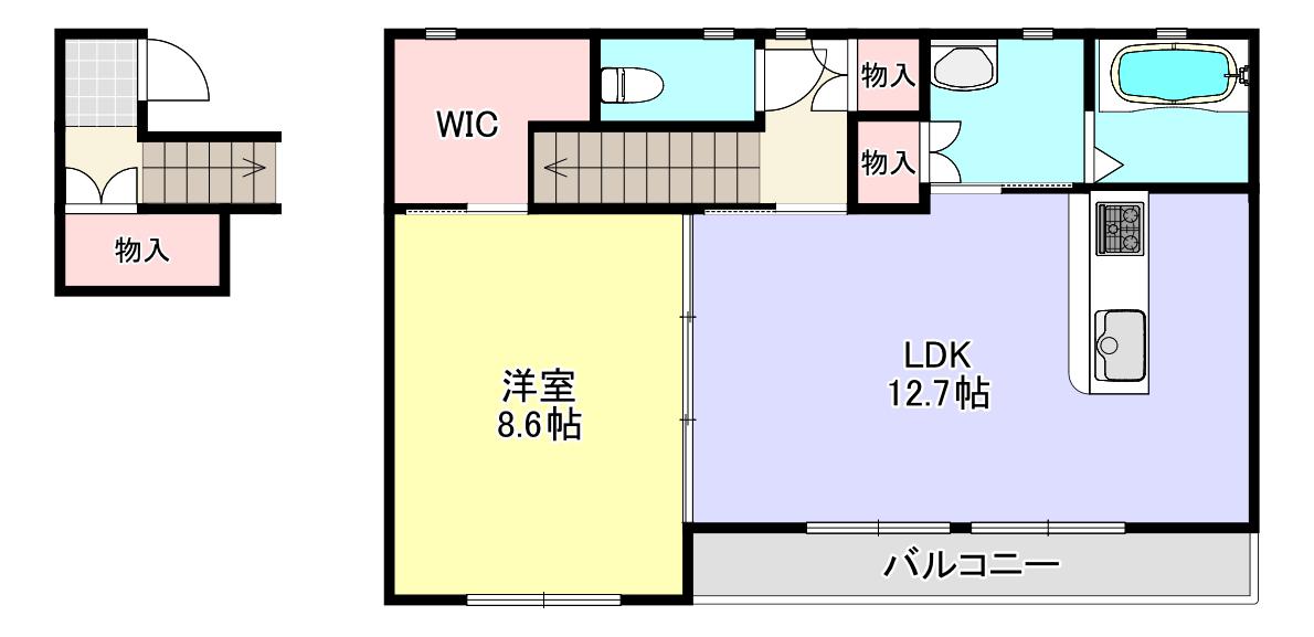 弐番NAGAYA 丁(1LDK/2階)の間取り写真