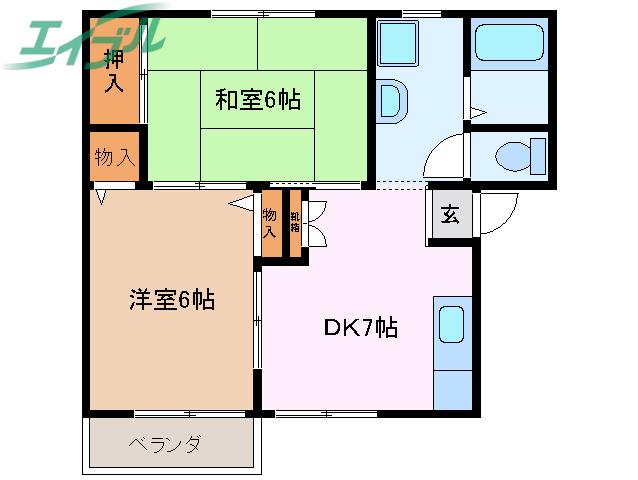 ルミエール阪本(2DK/2階)の間取り写真