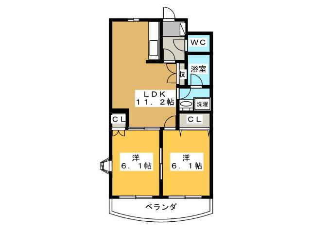 ファミーユ(2LDK/2階)の間取り写真