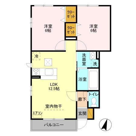 サンガーデン(2LDK/1階)の間取り写真