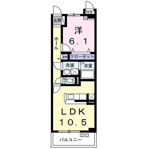 サニープレイス庄内(1LDK/3階)の間取り写真