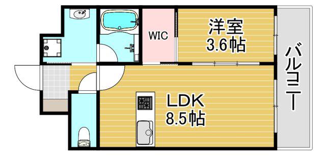 リヴェント福島(1LDK/6階)の間取り写真