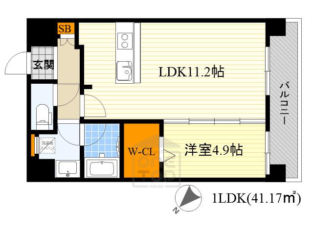 アグレアーブル(1LDK/4階)の間取り写真