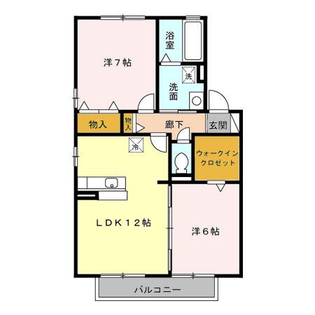 ローズコート 和田 B(2LDK/2階)の間取り写真