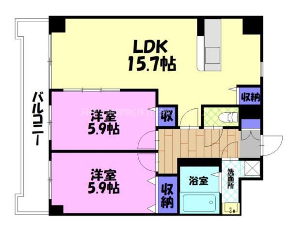 ソレイユ御蔵町(2LDK/1階)の間取り写真