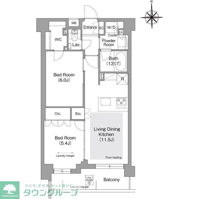 コンフォリア・リヴ文京護国寺(2LDK/5階)の間取り写真