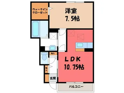 ブリジャール(1LDK/1階)の間取り写真