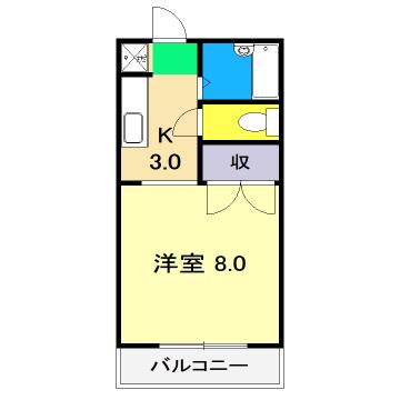 エトワール弥生町(1K/3階)の間取り写真