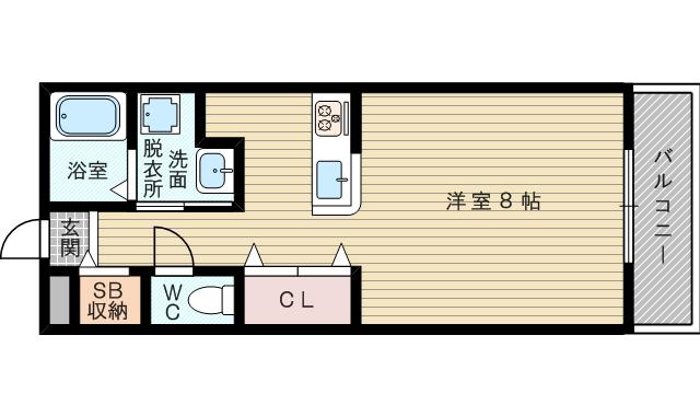 クレール豊里(1K/2階)の間取り写真