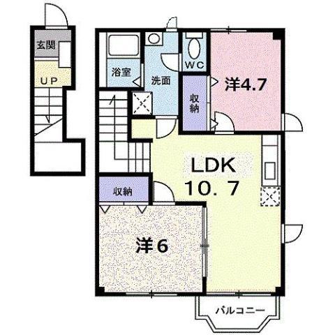 クランベリーハウス(2LDK/2階)の間取り写真