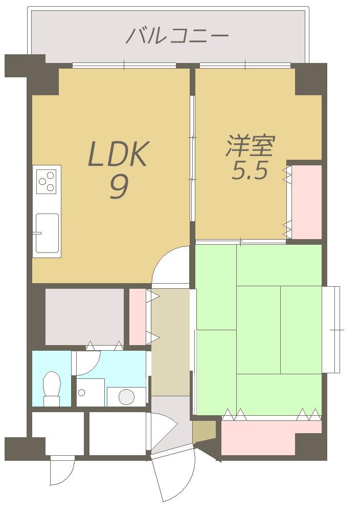 四条高倉スカイハイツ(2LDK/5階)の間取り写真