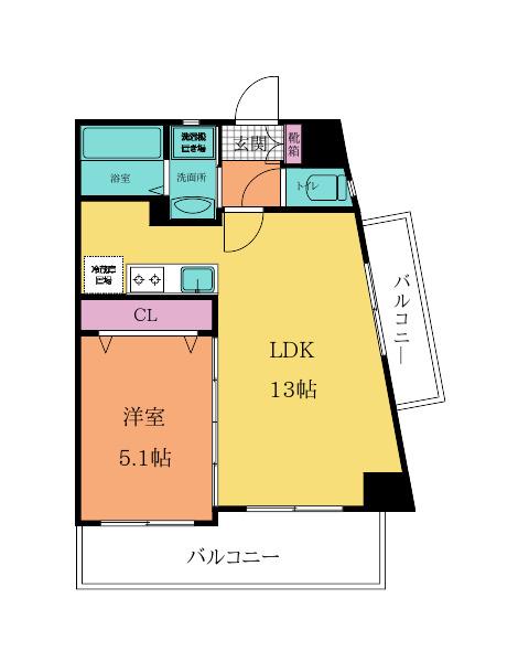THE SQUARE・SUITE RESIDENCE(1LDK/5階)の間取り写真