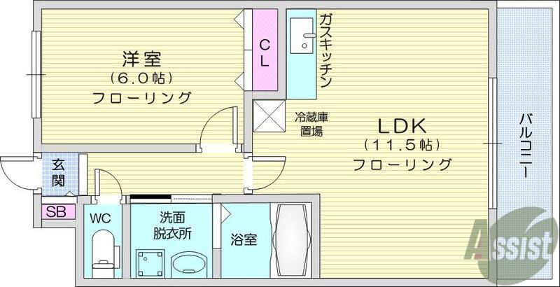 ハバードリーム3番館(1LDK/1階)の間取り写真
