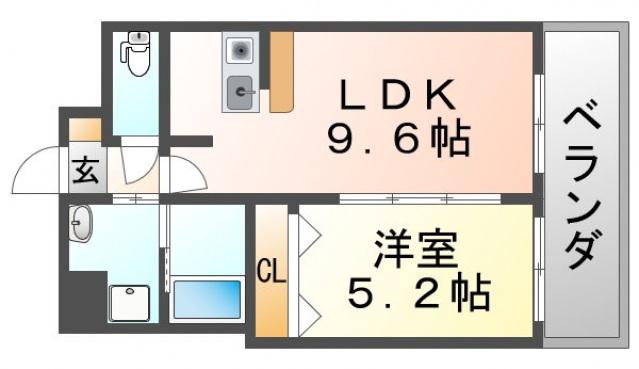 ディームス江坂(1LDK/8階)の間取り写真