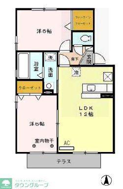 ロイヤルガーデン吉川 A(2LDK/1階)の間取り写真