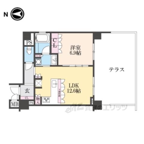 リーガル京都御所西5(1LDK/1階)の間取り写真