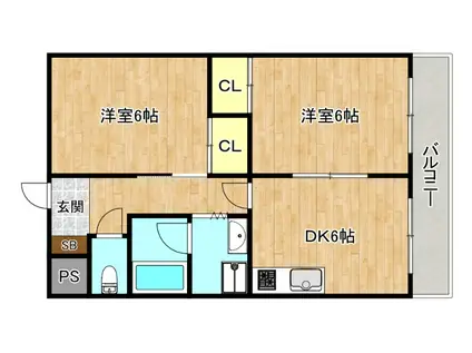 サンハイツ高井田(2DK/5階)の間取り写真