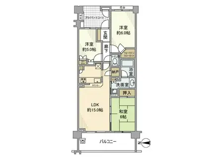プラウド武蔵小杉(3LDK/5階)の間取り写真