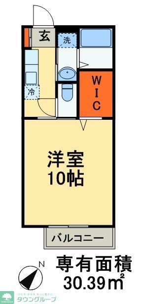 ウイスタリアII(1K/1階)の間取り写真