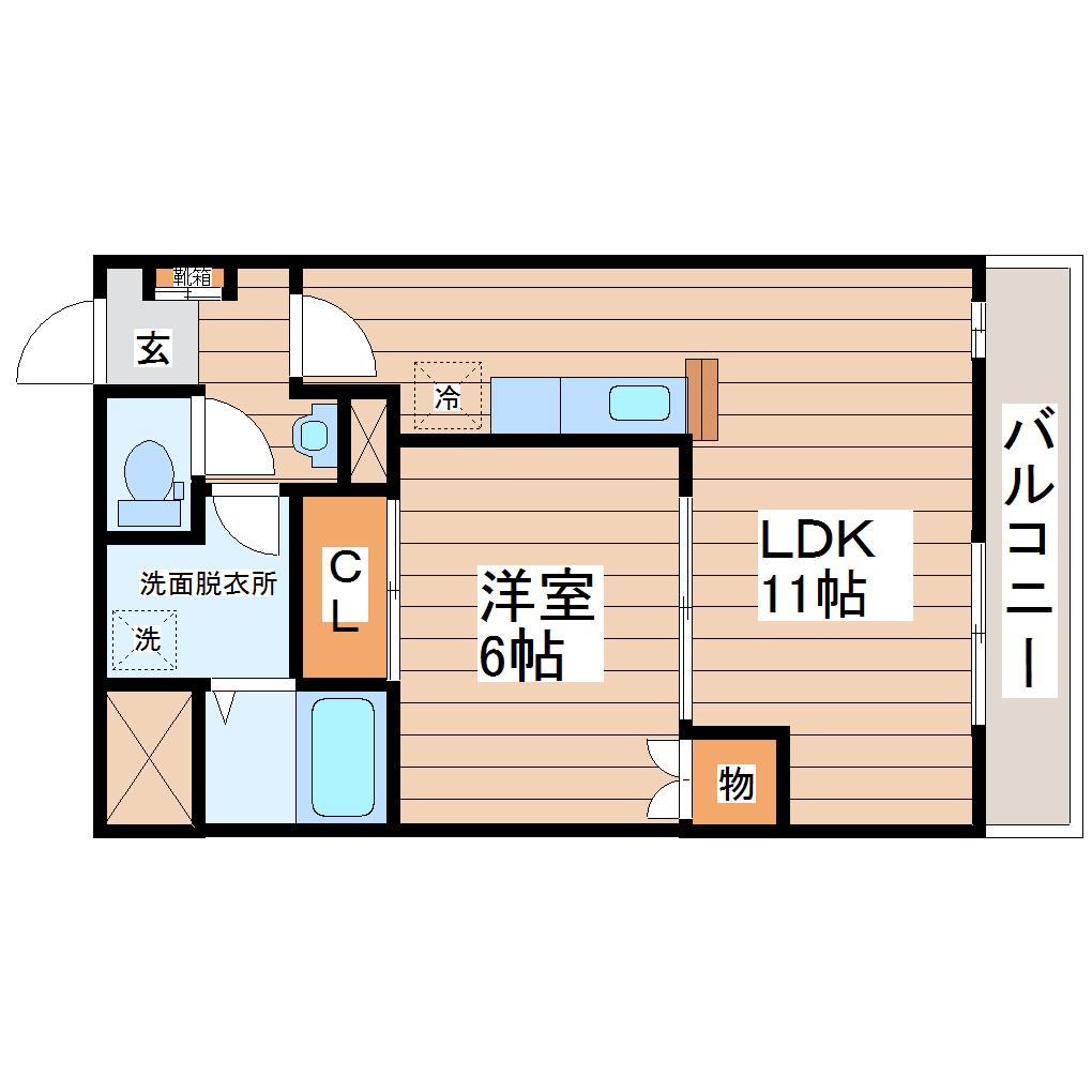 サンコート円B棟(1LDK/2階)の間取り写真