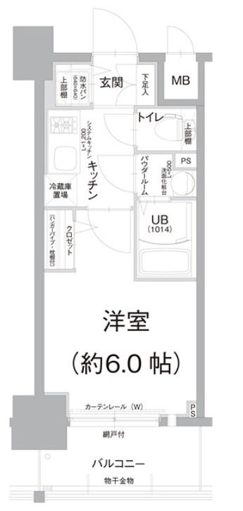 エスリード難波ザ・アーク(1K/6階)の間取り写真