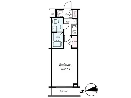 プレール・ドゥーク富士見ヶ丘(1K/3階)の間取り写真