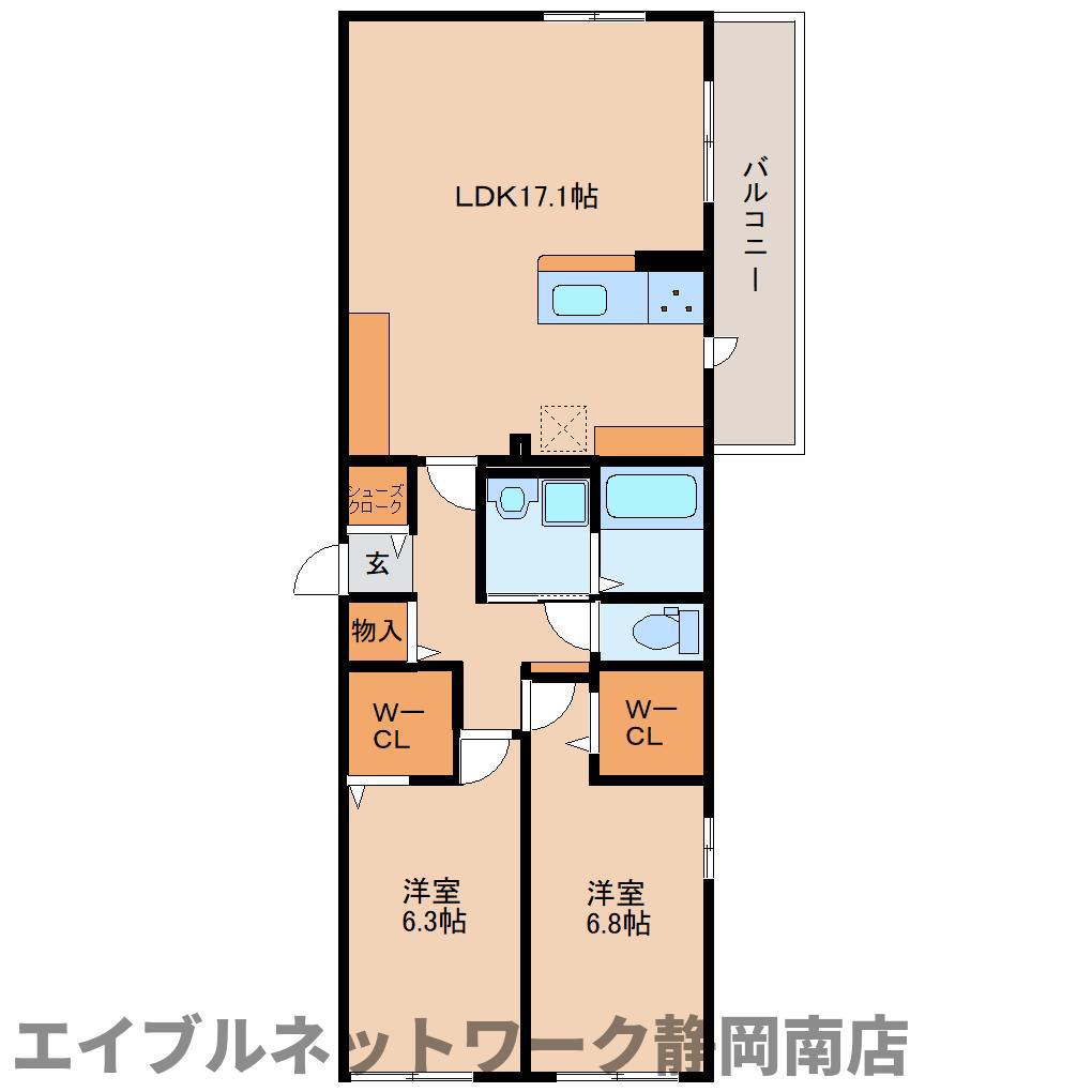 KOMOREBI GARDEN中田本町C(2LDK/3階)の間取り写真
