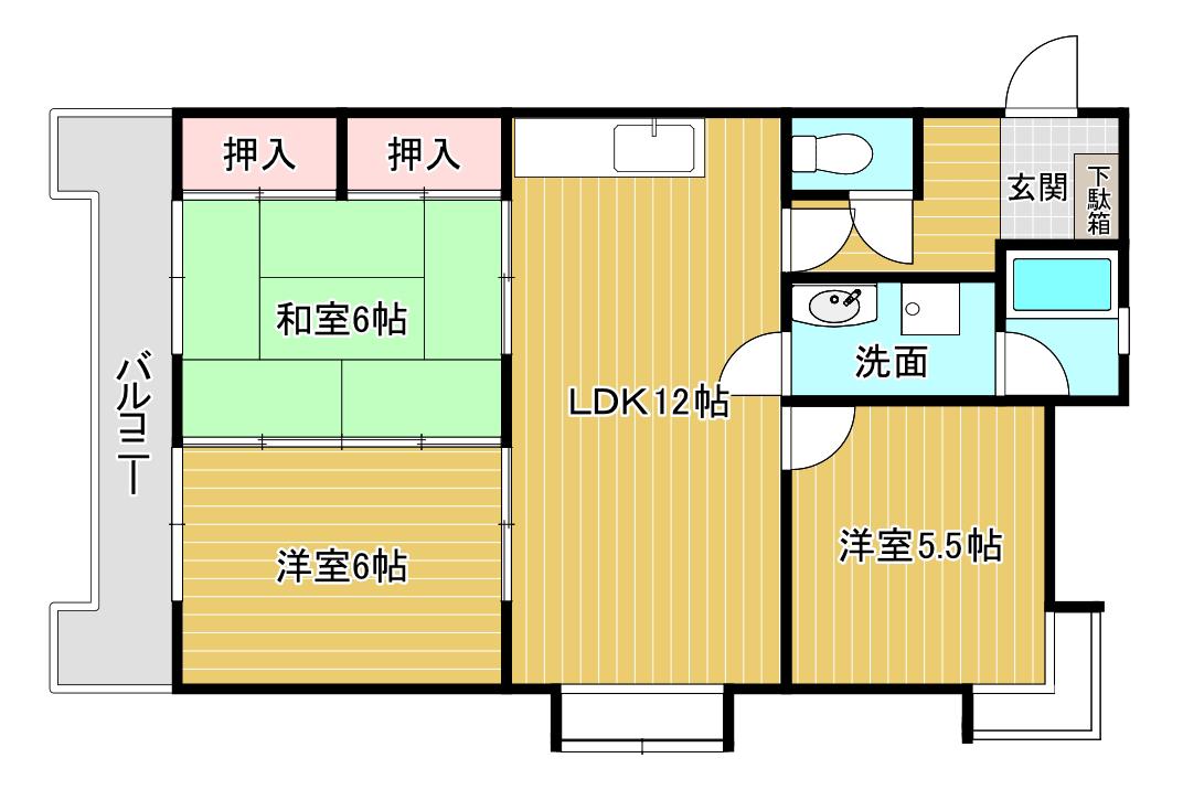 リバーコーポラスOND(3LDK/3階)の間取り写真
