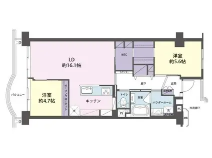 新松戸ファミールハイツ1号棟(2LDK/2階)の間取り写真