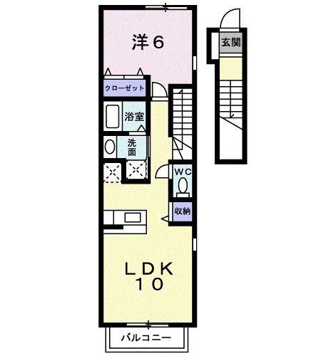メゾン エストB(1LDK/2階)の間取り写真