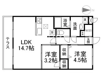 ルドルフ(2LDK/2階)の間取り写真