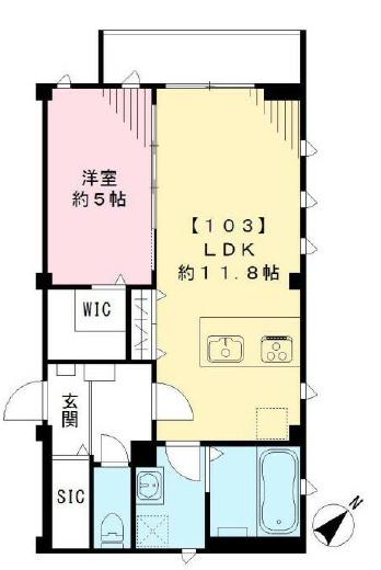 ラシーネ北新宿(1LDK/1階)の間取り写真
