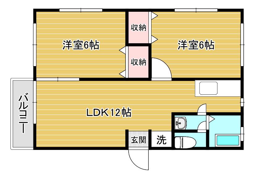 クリスタルメゾン上白川A(2LDK/2階)の間取り写真