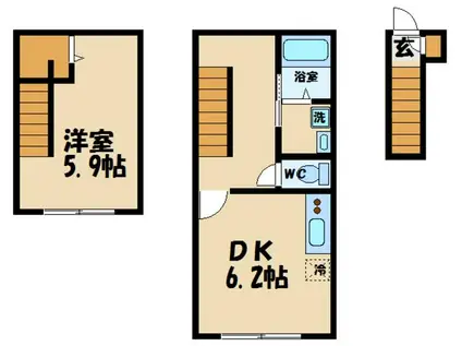 ソルナクレイシア祖師谷(1DK/2階)の間取り写真
