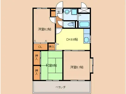 サニーコートI・II(3DK/1階)の間取り写真