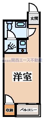コスモヒルズ石切(ワンルーム/1階)の間取り写真