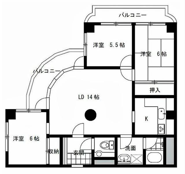アトランティス百合丘(3LDK/4階)の間取り写真