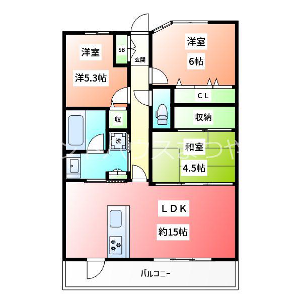 サーパス御宝(3LDK/10階)の間取り写真