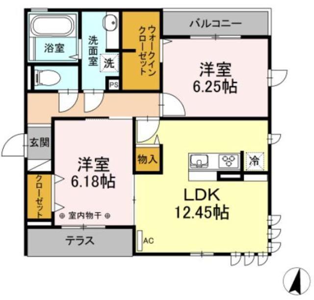 グランフォルト高砂(2LDK/2階)の間取り写真