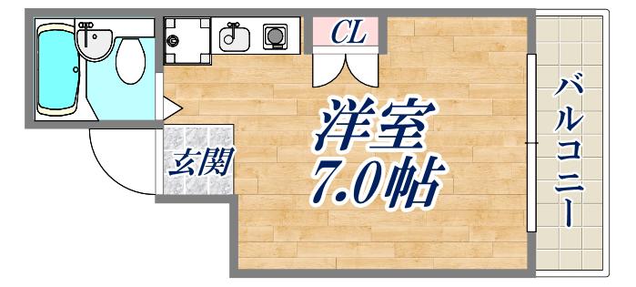 WINBELL SOLO 立花(ワンルーム/2階)の間取り写真