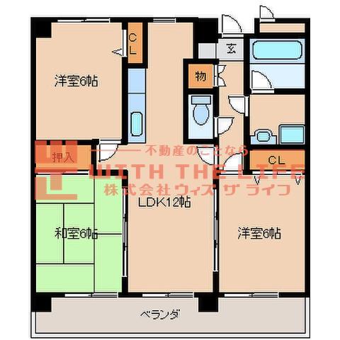 風祭ハイツ(3LDK/3階)の間取り写真
