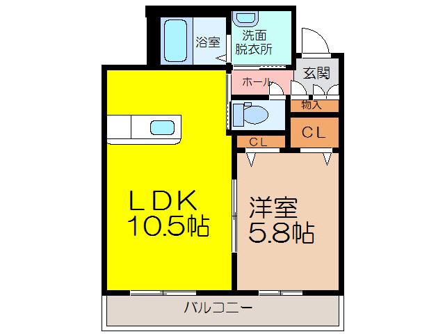 ベレオ佐賀天神(1LDK/1階)の間取り写真