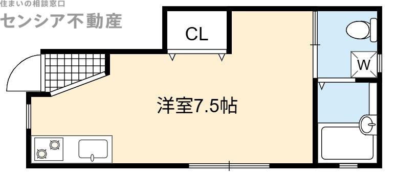 ラフィニール京橋(ワンルーム/1階)の間取り写真
