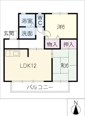 ブリリアントメゾン B(2LDK/2階)の間取り写真