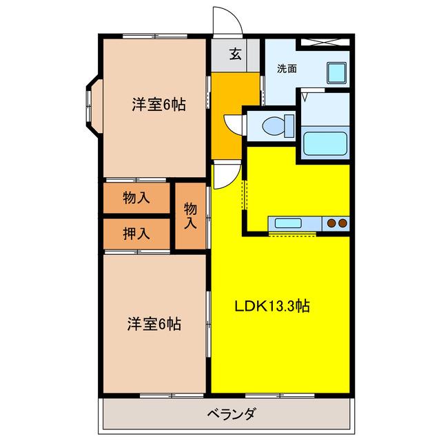 サンフォレスト壱番館(2LDK/1階)の間取り写真