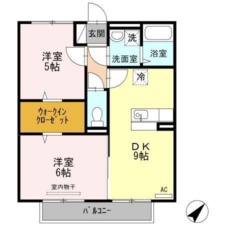 IST-GARDEN A棟(2DK/2階)の間取り写真