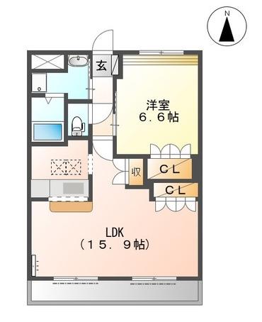 アイディール・Y(1LDK/1階)の間取り写真