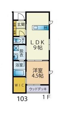 フォレストヴィラ前原(1LDK/1階)の間取り写真