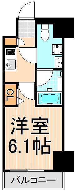 メインステージ千住中居町(1K/8階)の間取り写真