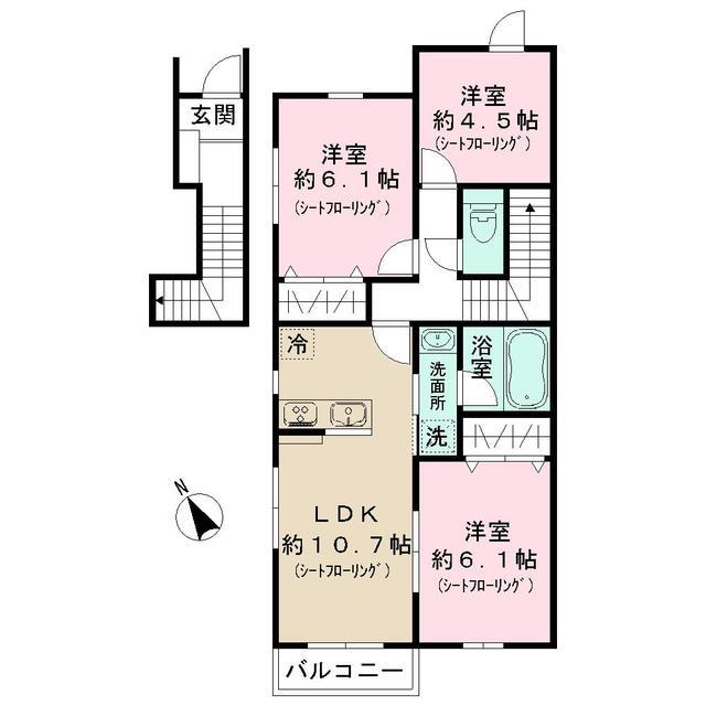 SUN OTTO HILLS(3LDK/2階)の間取り写真